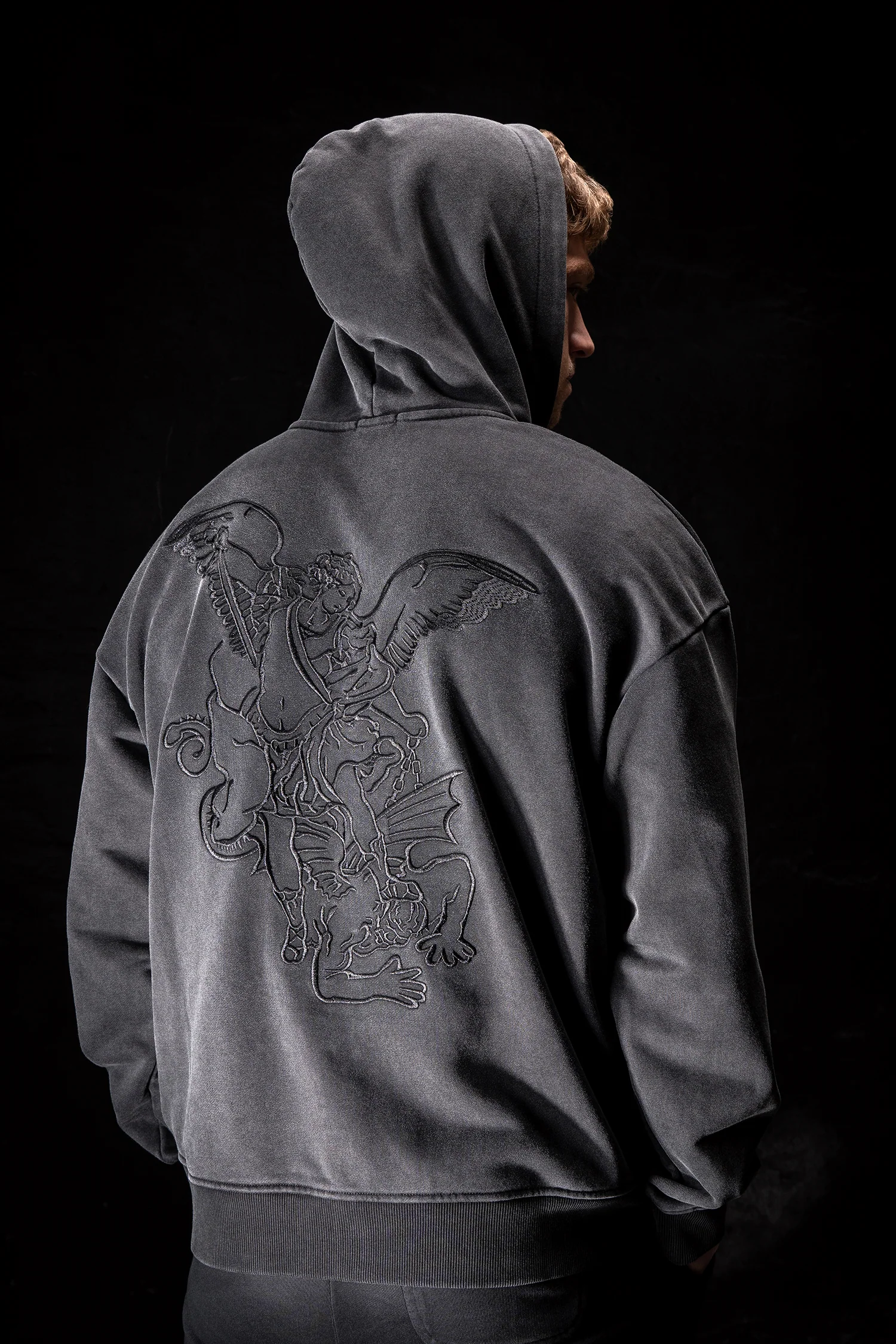 Archangel Michael Embroidery Zip Up Hoodie - Image 3