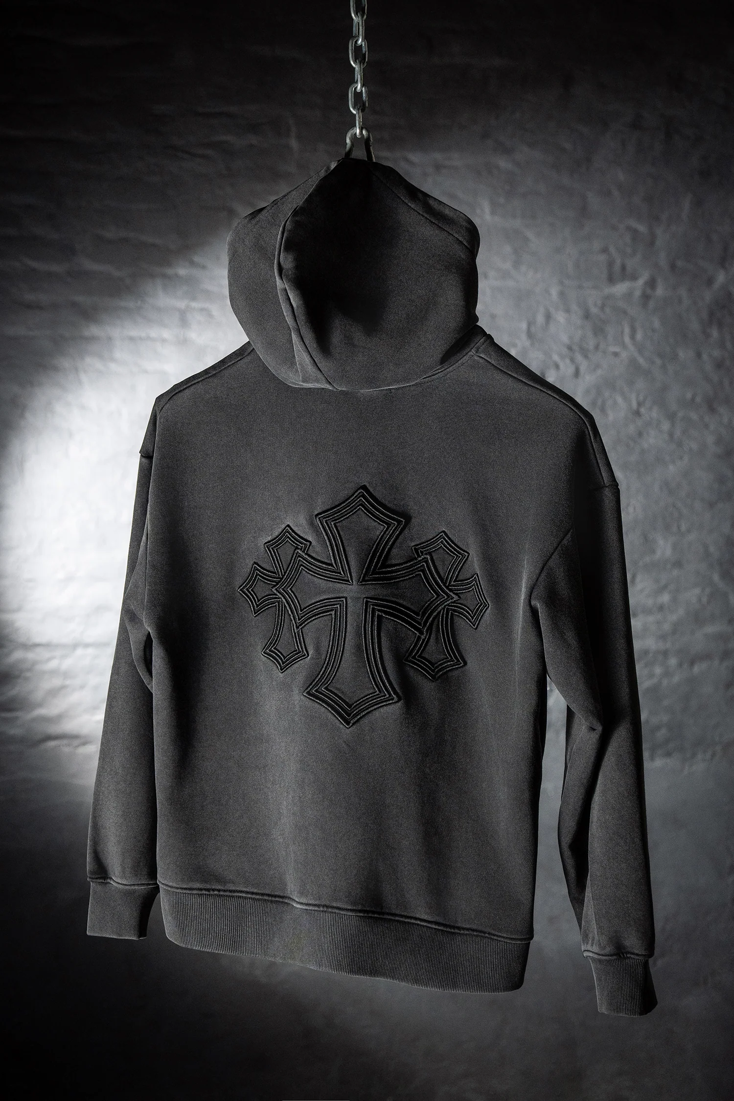 Cross 3D Embroidery Zip Up Hoodie - Image 9