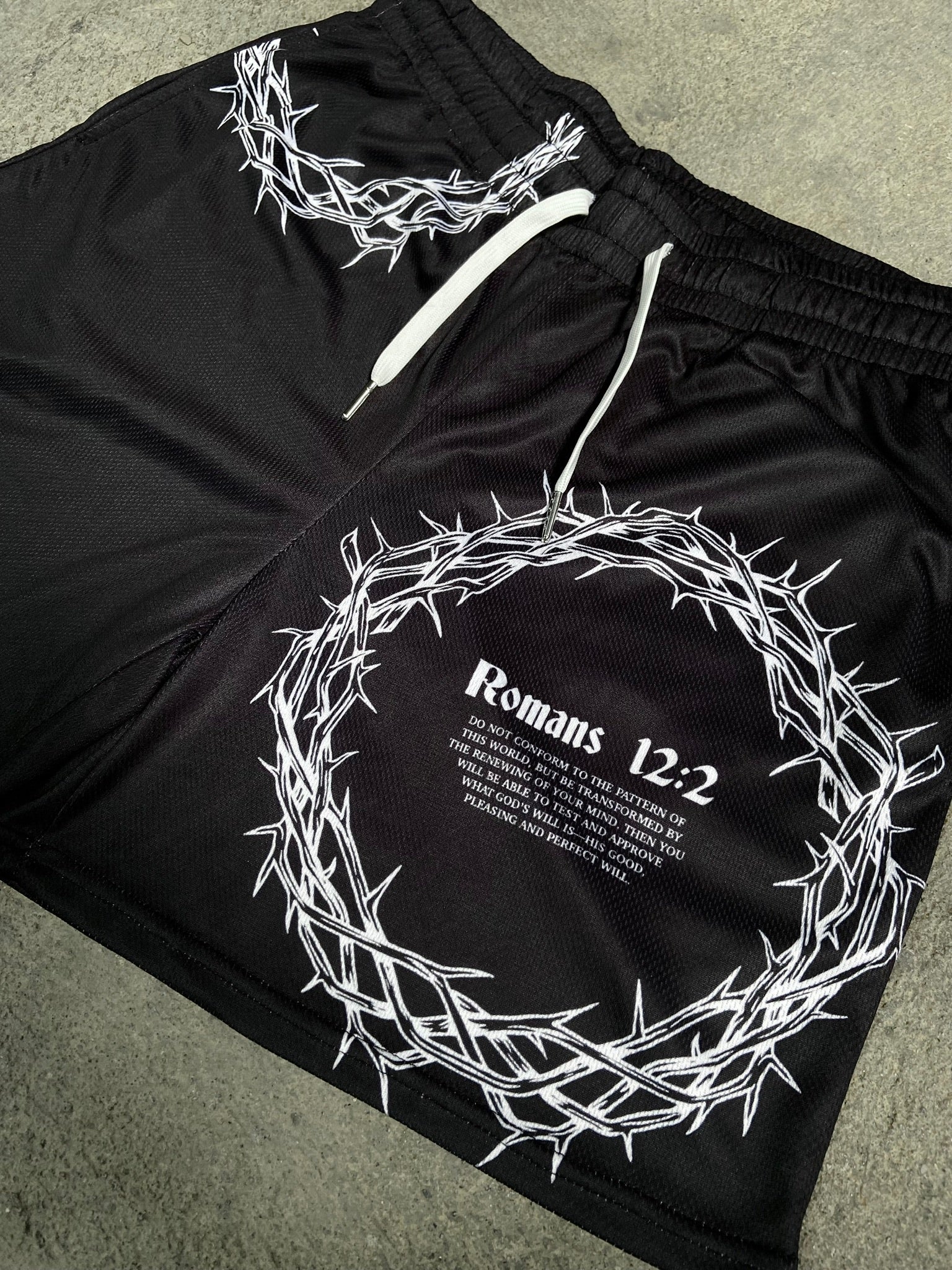 Crown of Thorns Mesh Shorts - Black - Image 3