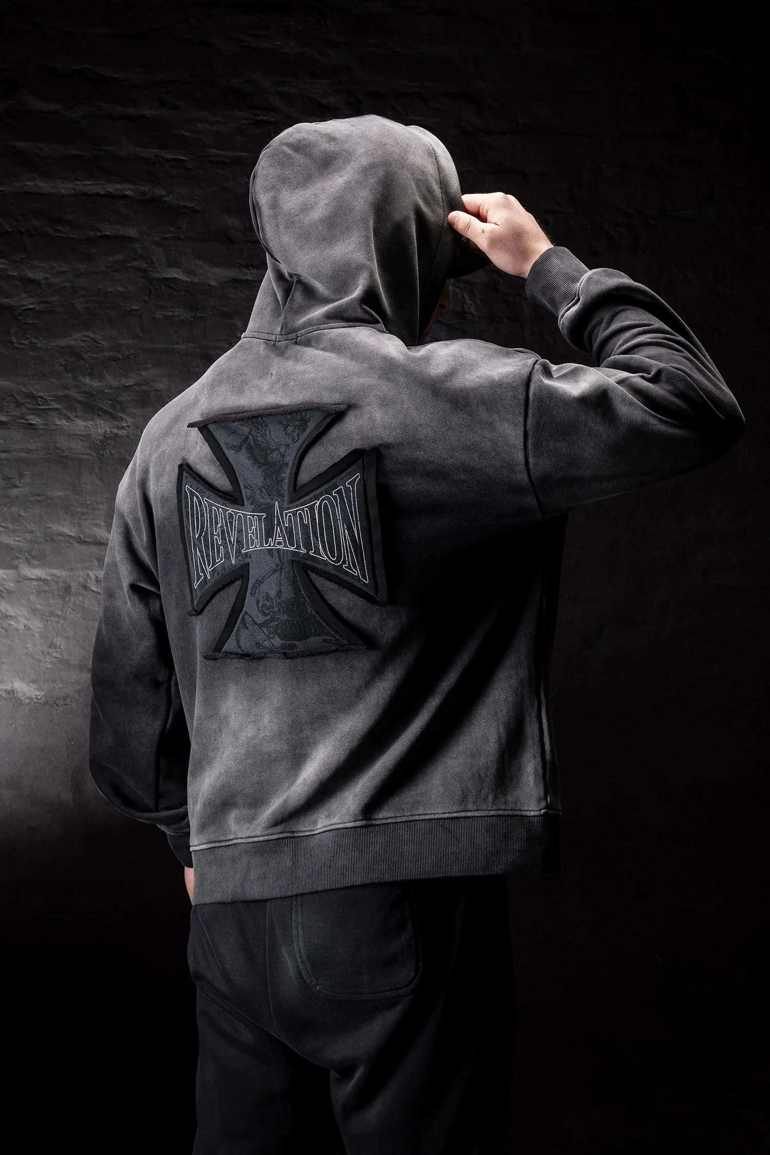 Crusader Cross Hoodie - Acid Wash - Image 3