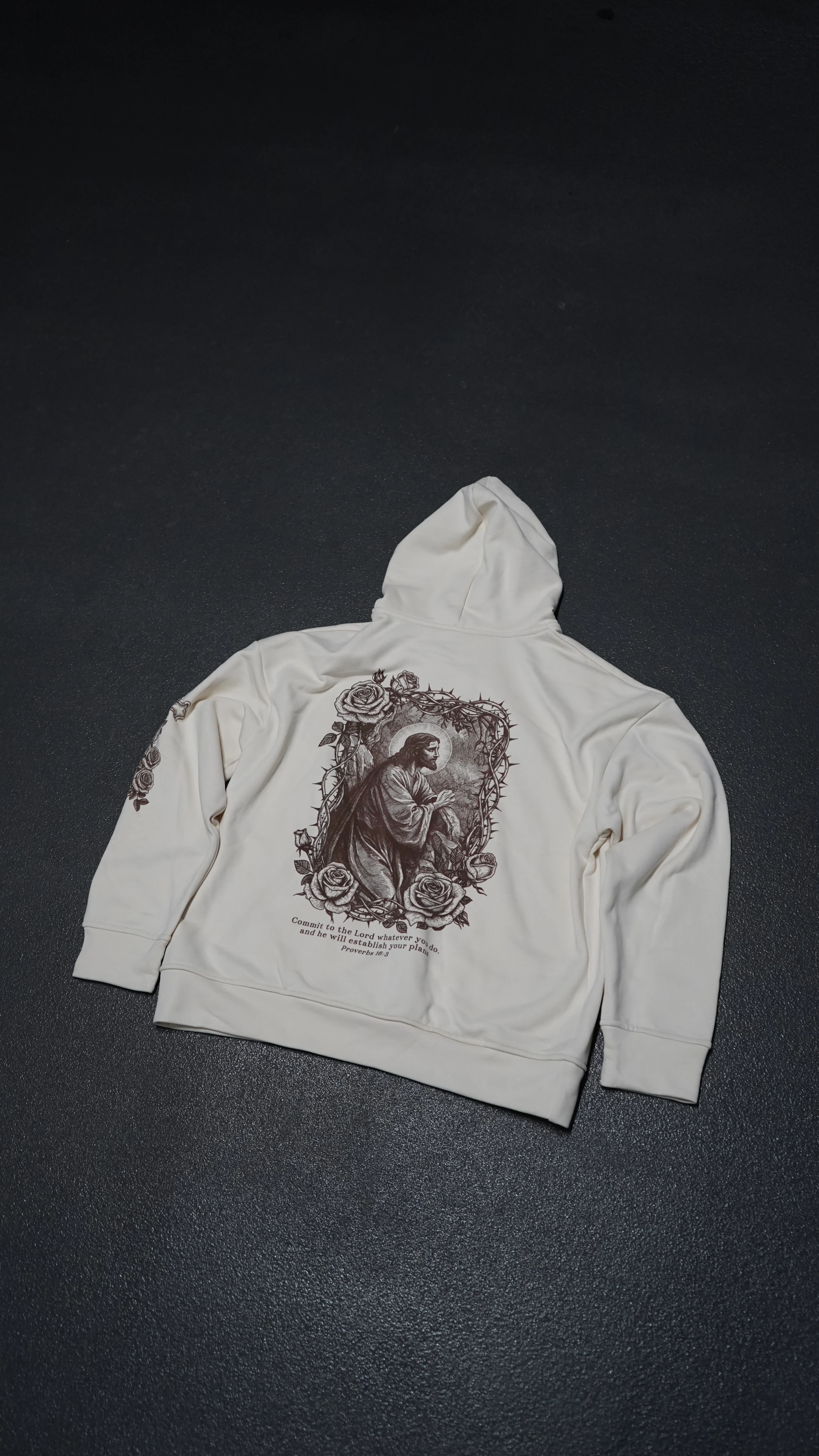 Proverbs 16:3 Hoodie - Cream - Image 3