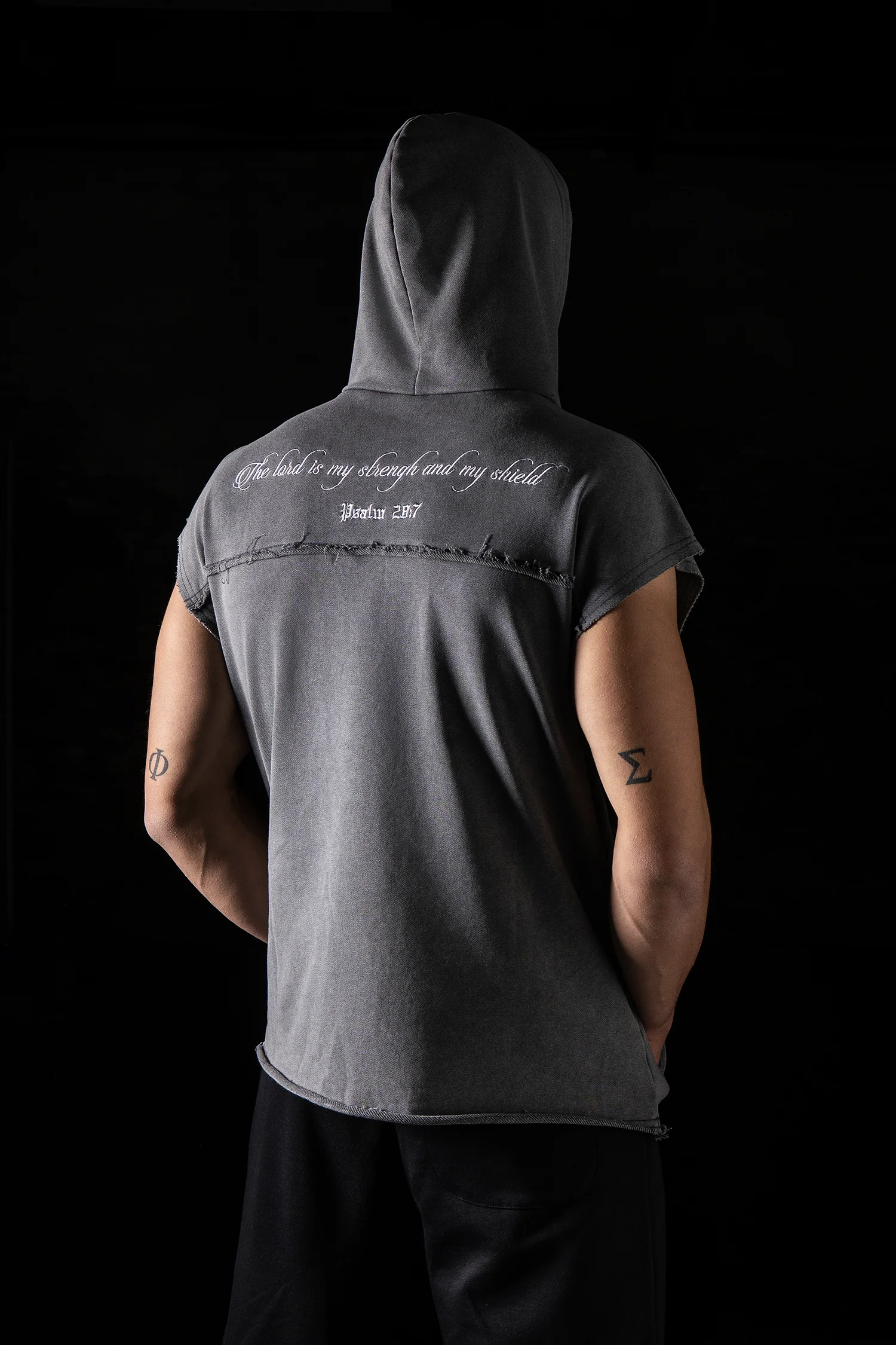 Psalm 28:7 Sleeveless Hoodie - Image 3