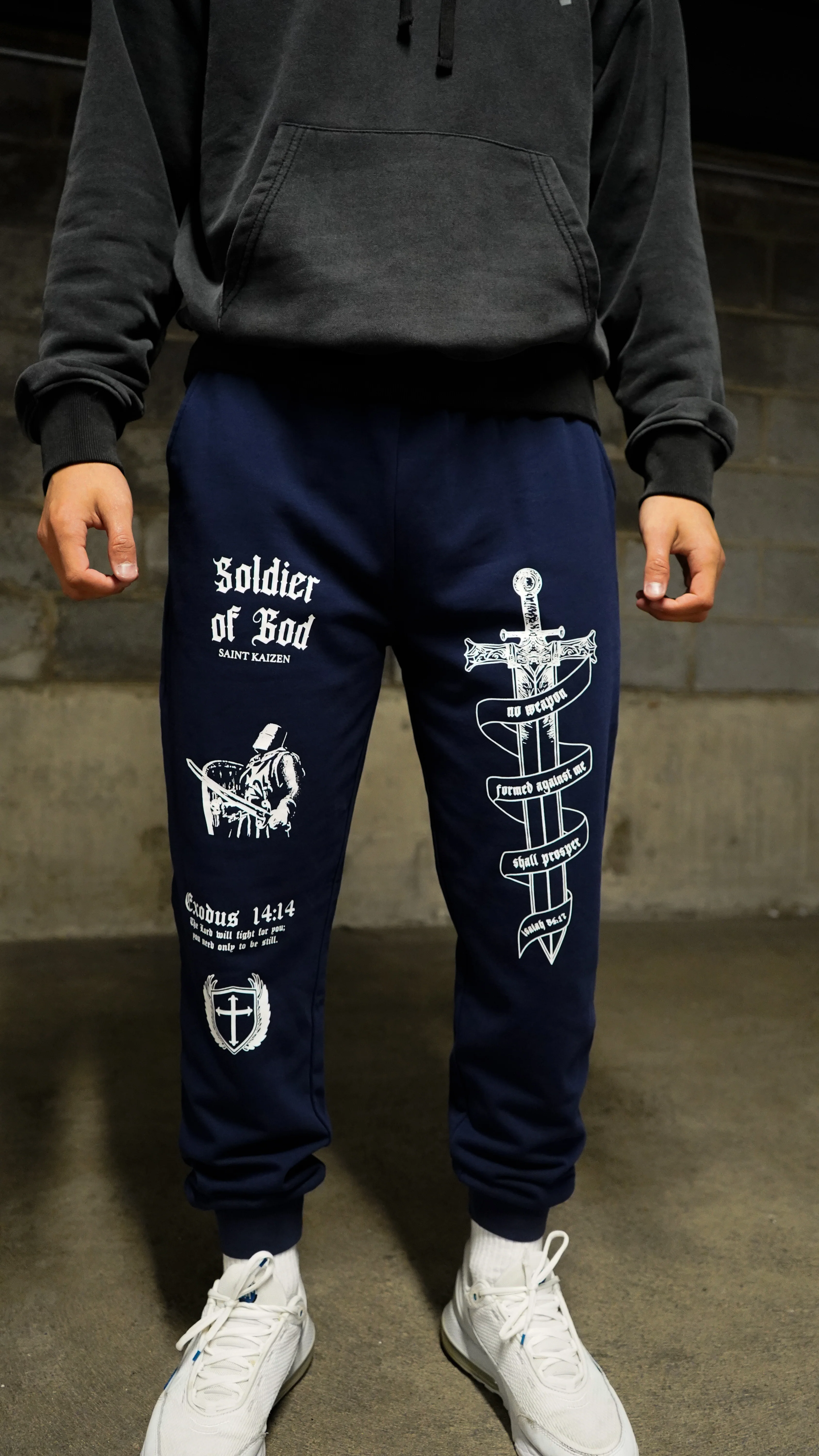 Soldier of God Joggers - Navy - Image 4