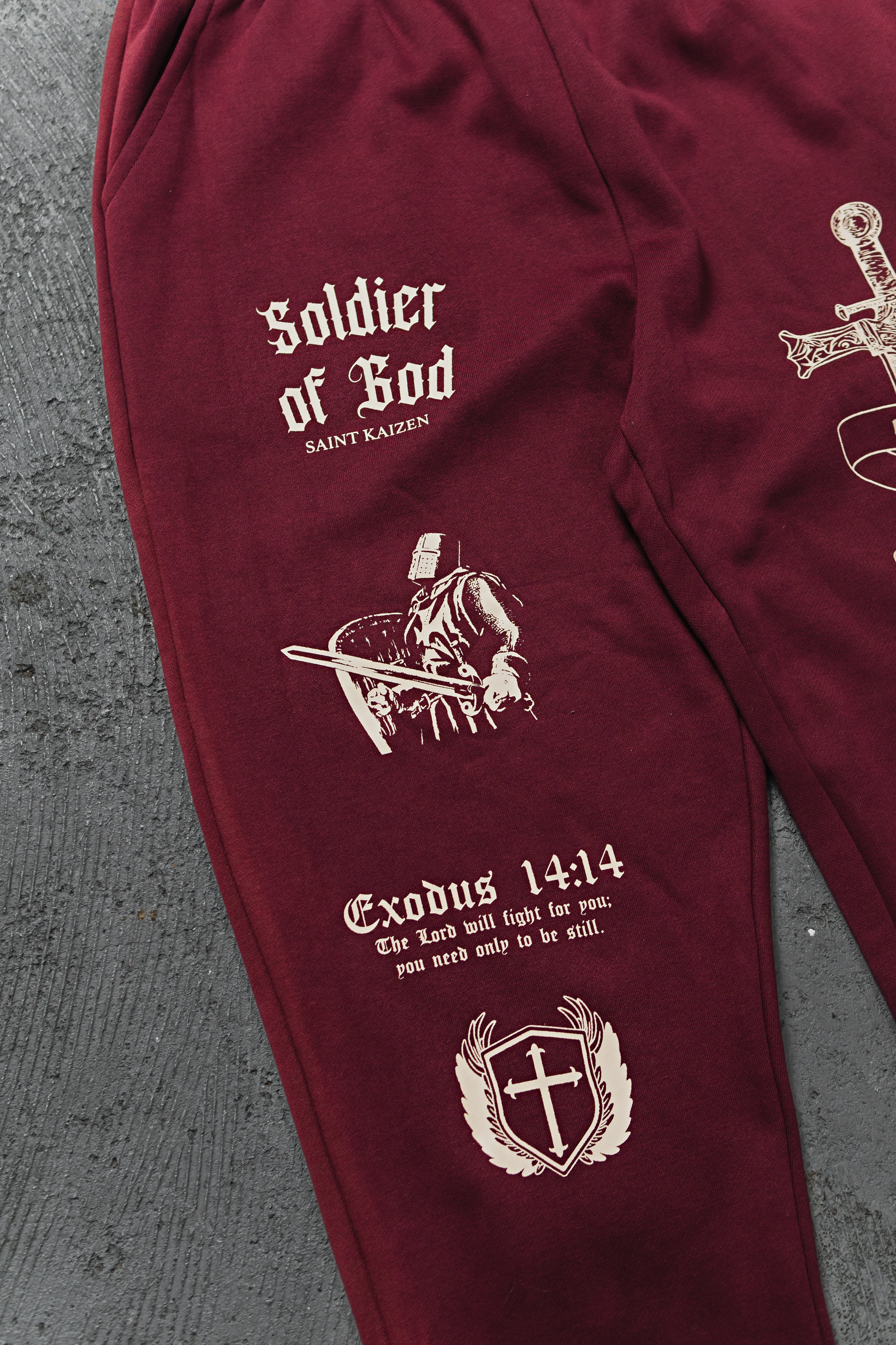 Soldier Of God Joggers - Wine - Image 3
