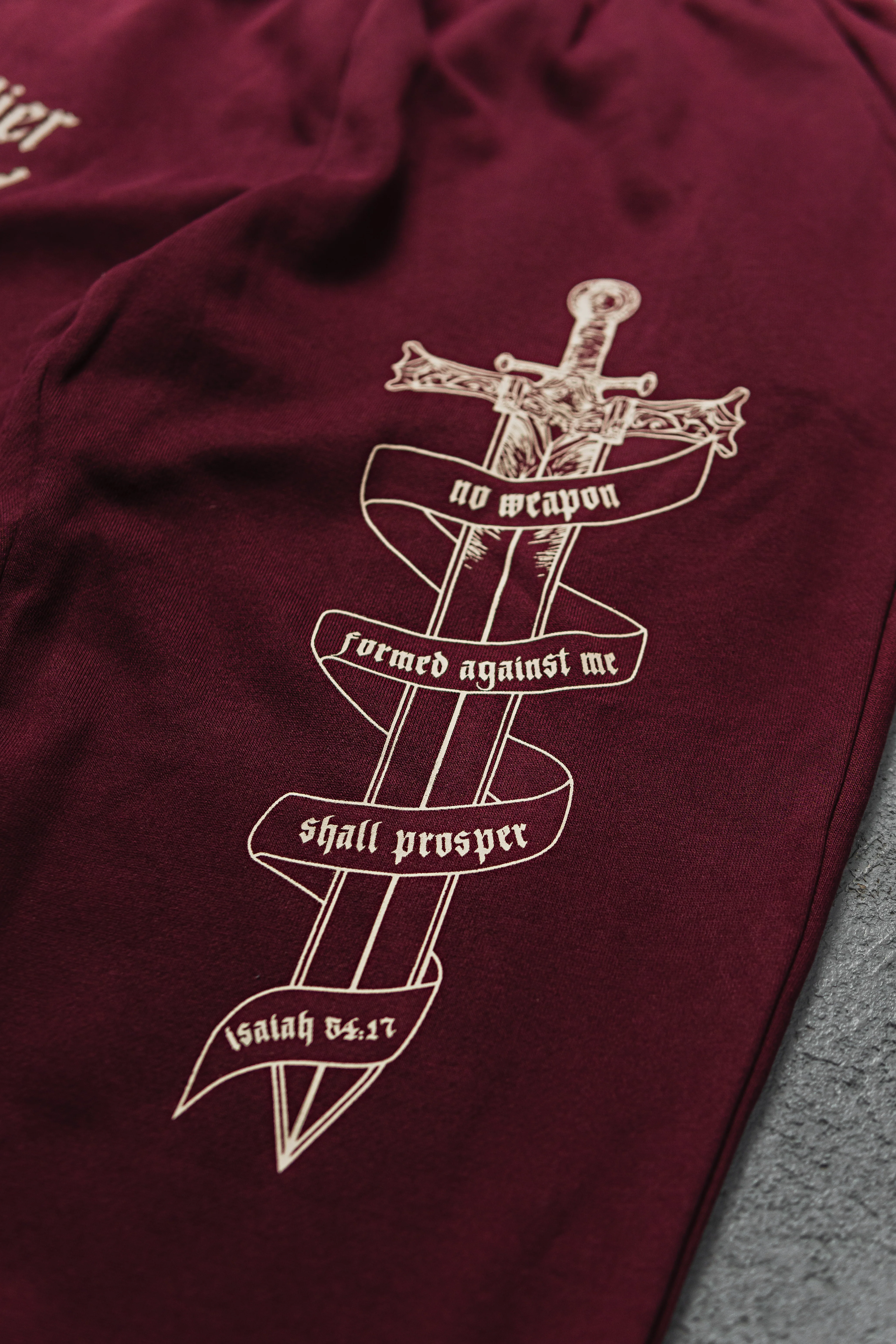 Soldier Of God Joggers - Wine - Image 4