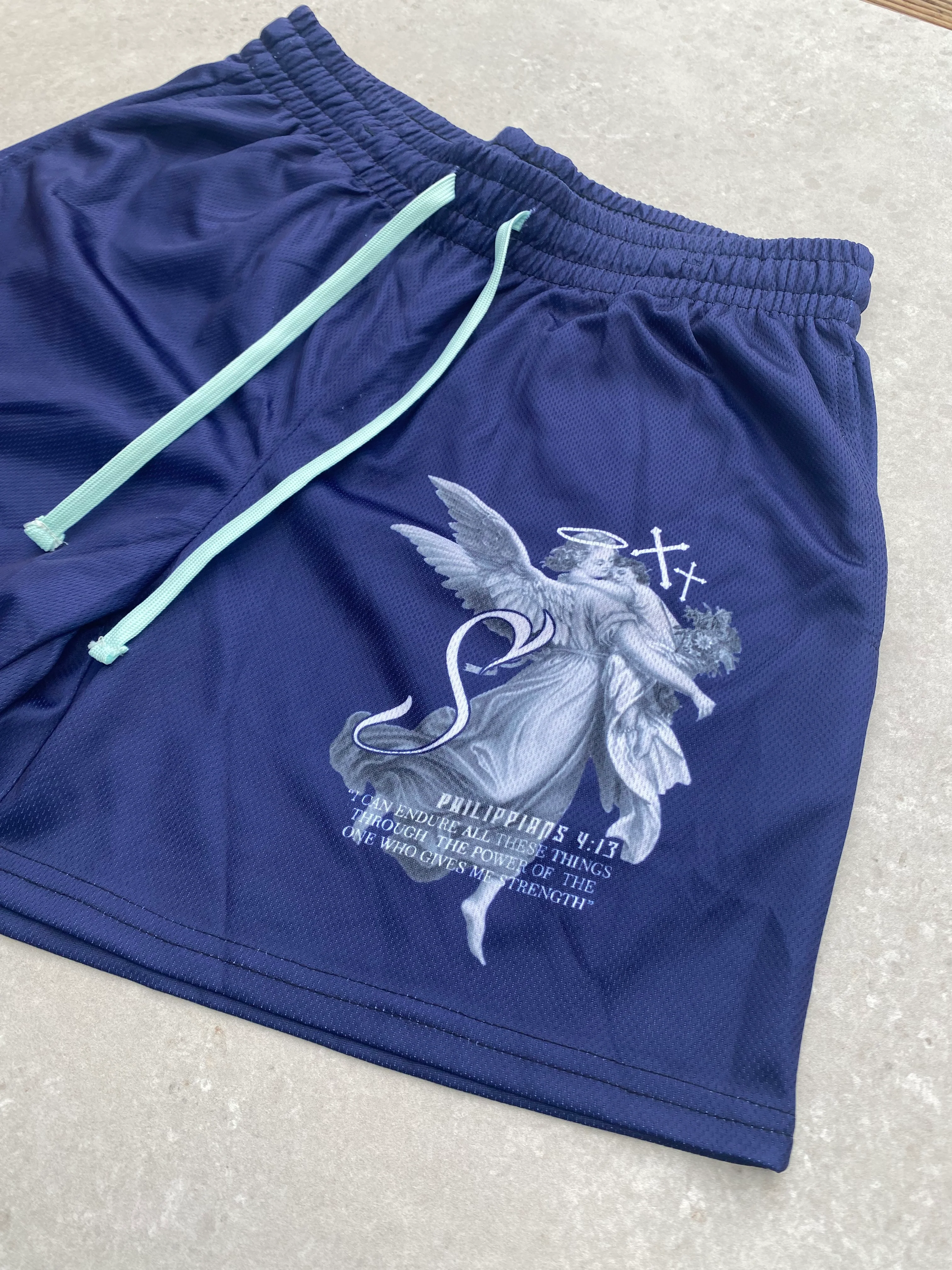 Strength Through Christ Mesh Shorts - Blue - Image 3